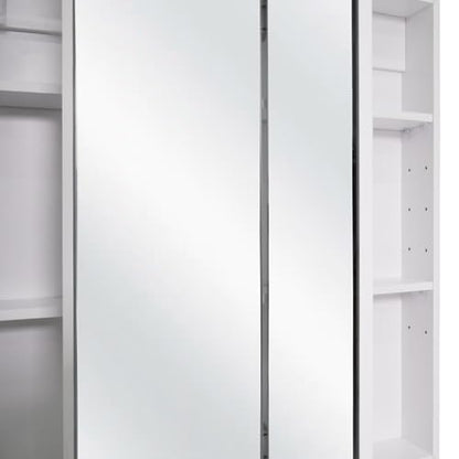 Design House Cyprus 30-in. Wide Medicine Cabinet, 3 Frameless Mirrored Doors, 2 Adjustable Shelves, Pre-Assembled, Surface or Recess Mounted, White, 30.0 in. W x 4.4 in. D x 30.0 in. H, 59749 | Adjustable Shelves, Wall Mount, Contemporary/Modern, Wood, Ba