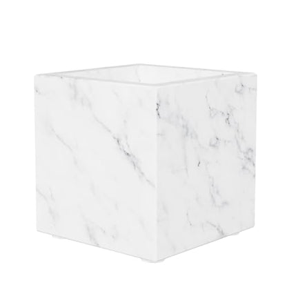 Marble Toothbrush Holder,Pencil Cup,3.9x3.9x3.9in,Carrara White | Makeup Brush Holders with Anti Slip Foot Pads, Rectangular Toothbrush Organizer,Natural Stone Utensil Container for Bathroom - color: Carrara White
