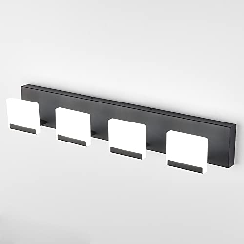 Ralbay 4 Light Black Bathroom Vanity Light Fixtures Acrylic Matte Black Vanity Light Fixtures LED Modern Bathroom Vanity Lights Over Mirror - color: Black, size: 4-Light