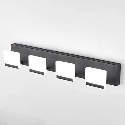 Ralbay 4 Light Black Bathroom Vanity Light Fixtures Acrylic Matte Black Vanity Light Fixtures LED Modern Bathroom Vanity Lights Over Mirror - color: Black, size: 4-Light