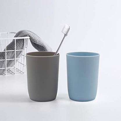 Toothbrush Holder with Cups, 4pcs Unbreakable Bathroom Tumblers 9.5oz/280ml, Dishwasher Safe Plastic Toothbrush & Makeup Brush Organizer, Reusable Drinking Glasses for Bathroom Counter(Multi-Colour) - color: Multi-Colour