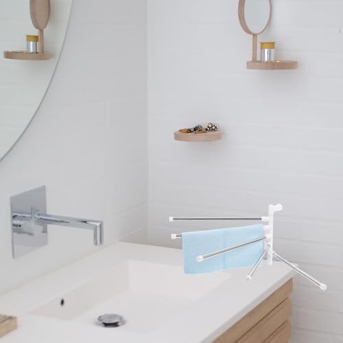 Kisangel Stainless Steel Rotating Bathroom Towel Rack Wall Mounted Holder Space-Saving Scratch-Resistant Storage Shelf Easy No-Drill Installation for Towels and Rags