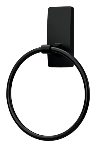 Command Hand Towel Holder Matte Black with Water Resistant Command Strips, Rust Resistant Bathroom Organizer, Holds up to 5 lbs - color: Black