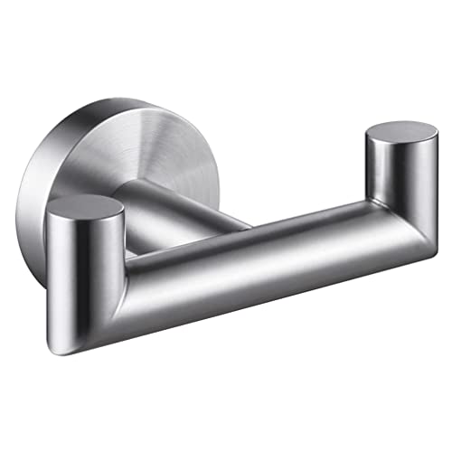 iplusmile Heavy Duty Stainless Steel Double Towel Hook Wall-Mounted Robe Hanger for Bathroom and -Saving Design and Towel Holder