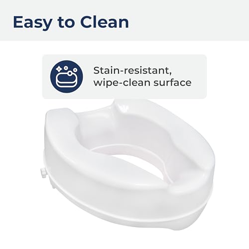 Drive Medical Raised Toilet Seat with Lock, Standard Seat, 4 Inch | Raised Toilet Seat with Lock Adds 4 Inches of Height and Stability to Any Standard Toilet Bowl at Home - size: 4 Inch (Pack of 1)