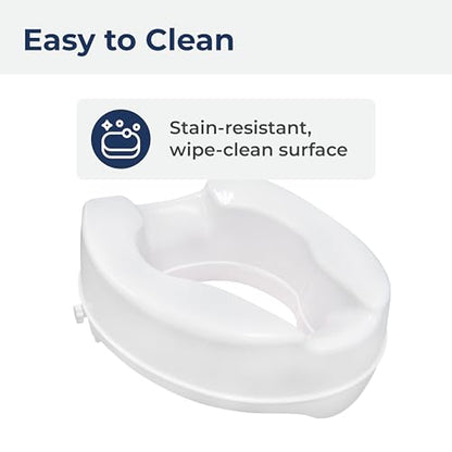Drive Medical Raised Toilet Seat with Lock, Standard Seat, 4 Inch | Raised Toilet Seat with Lock Adds 4 Inches of Height and Stability to Any Standard Toilet Bowl at Home - size: 4 Inch (Pack of 1)