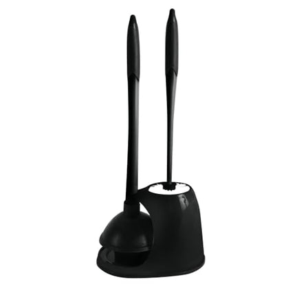 Bath Bliss 2-in-1 Toilet Plunger and Bowl Brush Combo Caddy Set Black Color | Heavy Duty Bathroom Cleaning Tools | Space Saving Storage Holder
