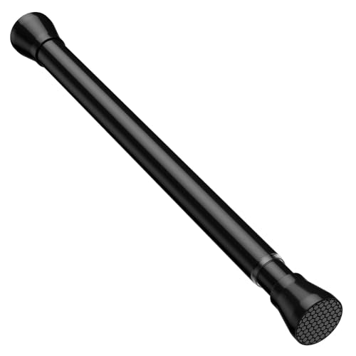 Small Tension Curtain Rod 16-26 Inch Adjustable No Drilling, Black | Rust-Resistant, No Slip, Spring Loaded Curtain Rods for Window, Kitchen, Closet, Cupboard, Bookshelf & DIY Projects - color: Black, size: 16" to 26"-1Pcs