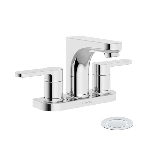 Symmons Identity 4 in. Centerset Two-Handle Three Hole Bathroom Sink Faucet with Push Pop Drain Assembly, Chrome SLC6712PP - color: Polished Chrome