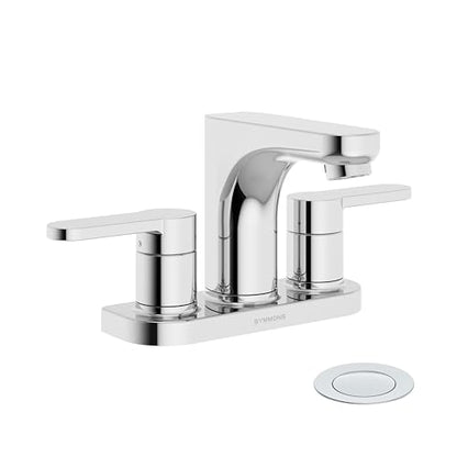 Symmons Identity 4 in. Centerset Two-Handle Three Hole Bathroom Sink Faucet with Push Pop Drain Assembly, Chrome SLC6712PP - color: Polished Chrome