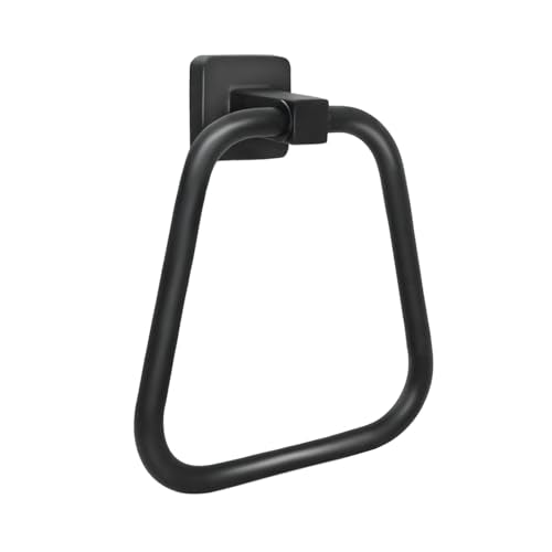Towel Holder for Bathroom Wall Matte Black Towel Ring Stainless Steel Hand Towel Holder Heavy Duty Towel Hanger for Bath, Kitchen (Black) - color: Black