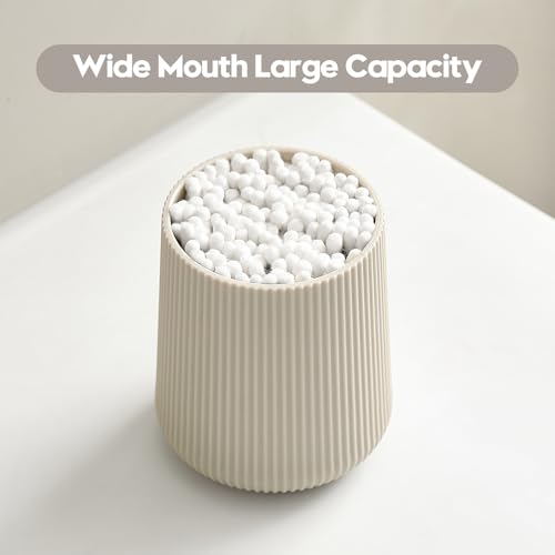 YAUKPH Beige Striped Toothbrush Holder | for Electric Toothbrushes Bathroom Organizer Cup for Toothpaste Kids & Adults - color: Beige Ribbed