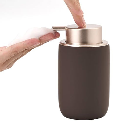 Foaming Soap Dispenser with Plastic Pump,12oz Foam Dispenser Bathroom,Kitchen Foam Soap Dispenser,Brown Hand Soap Bottle(Rubber Paint& Ceramic) - color: Mocha Brown