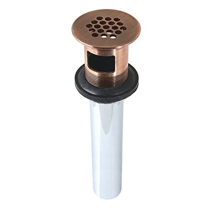 Kingston KB500AC Grid Drain with Overflow, Antique Copper - color: Antique Copper