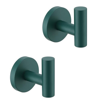 Towel Hooks for Bathrooms,Dark Green Wall Mount Hooks SUS 304 Stainless Steel Coat Hook Robe Hook Towel Hook 2 Count for Kitchen,Bedroom (Drilling),SE96006-8DKG - color: Dark Green