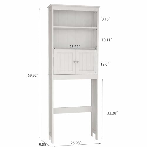 HRVEOCEI White Over The Toilet Storage Cabinet with Doors, Freestanding Bathroom Above Toilet Storage & Tall Bathroom Over Toilet Storage Cabinet (Style2) - style: Style2