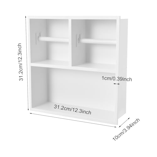 Dual Toilet Roll Holder, Recessed Toilet Paper Holder 304 Stainless Steel | Toilets Paper Holders Horizontal Toilets Paper Niche Toilet Niche Dispenser with Storage 12.2 LX 3.94W X 12.2H in (White) - color: White