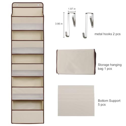 Heavy Duty Over Door Organizer, Large Wall Mount Hanging Organizer Storage, Closet Bathroom Nursery Bedroom Dorm, Toys Cosmetics Sundries and Baby Essentials, Beige