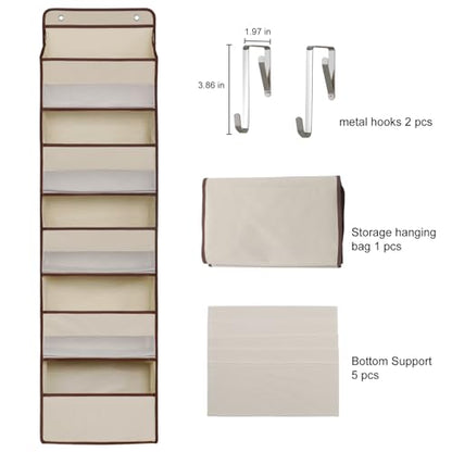 Heavy Duty Over Door Organizer, Large Wall Mount Hanging Organizer Storage, Closet Bathroom Nursery Bedroom Dorm, Toys Cosmetics Sundries and Baby Essentials, Beige
