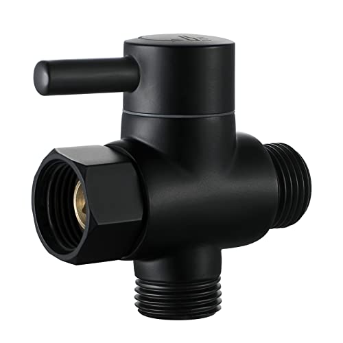 Brass Shower Arm Diverter Valve for Hand Held Showerhead and Fixed Spray Head,G 1/2 3-Way Bathroom Universal Shower System Replacement Part (Matte Black) - color: Matte Black