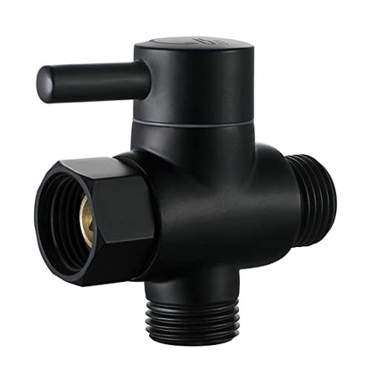 Brass Shower Arm Diverter Valve for Hand Held Showerhead and Fixed Spray Head,G 1/2 3-Way Bathroom Universal Shower System Replacement Part (Matte Black) - color: Matte Black