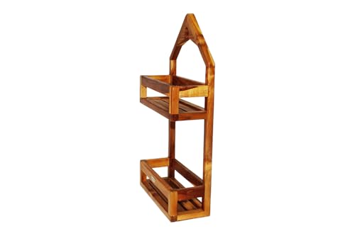 EcoDecors Teak Shower Caddy, Over Shower Head Organizer, Fully Assembled | Space-saving over shower head caddy keeps shampoo, soap, razors, and bath essentials neatly organized
