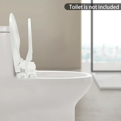 D-shaped Non Electric Bidet Toilet Seat, Non Electric Swash Ecoseat Elongated Comfort Fit Toilet Seat Bidet Attachment for Elongated Toilets, Dual Nozzle System, 18.9 * 13.7 * 3.07in