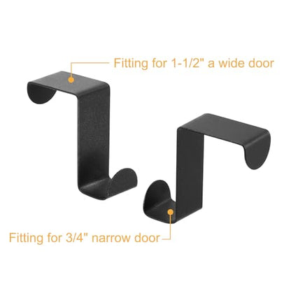 uxcell Over The Door Hooks,2pcs - Stainless Steel Door Hangers Hooks, S-Shaped Double Hooks for Hanging Clothes, Hats, Towels (Black) - color: Black