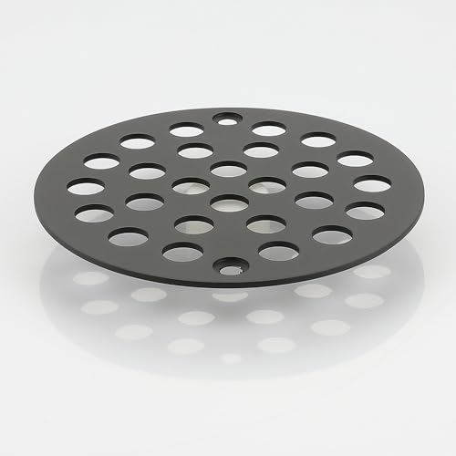 Round 4 Inch Screw-in Floor Drain Cover Replacement Shower Drainer Grate with Screws (Matte Black) - color: Matte Black
