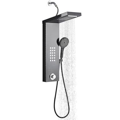 Shower Panel Tower System,Rain Shower Head Rainfall | Waterfall Shower,Handheld High Pressure Rain Massage System(Black) - color: Black, style: Normal