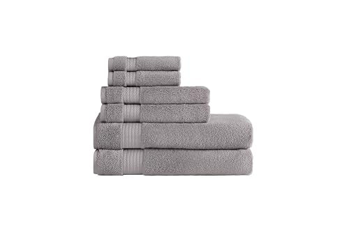 Ozdilek 6-Piece Bath Towel Set, 2 Bath, 2 Hand, 2 Wash, 100% Cotton Turkish Towels, 2 Bath Towels (30x60/550 GSM), 2 Hand Towels (16x30/575 GSM), 2 Washcloths (13x13/600 GSM) (Light Grey) - color: Grey