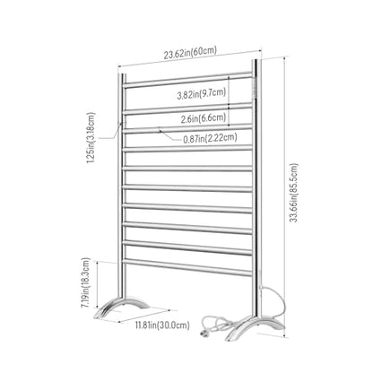 Freestanding Towel Warmer 10 Bars Plug-in Option 3 Working Modes Mirror Polished Stainless Steel 24" W 34" H - color: Mirror Polish