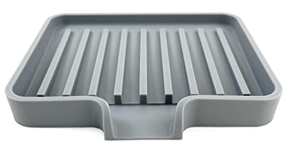 Silicone Soap Dish Tray and Sponge Holder with Drain Chute, Rectangular, Kitchen and Bathroom Sink Organizer (Grey, 5.2"x4" (Set of 2), 7.2 Ounces) - color: Gray, size: (SM) 5.2"x4" (2pcs)