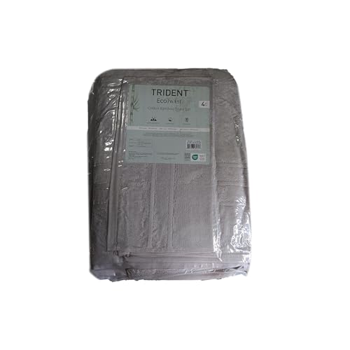 TRIDENT Eco-Twist Bamboo Bath Towels, Cotton-Viscose Blend, 2 PC Soft Towel | Viscose from Bamboo Blend - Silky Soft Texture - Fade Resistant - Low-Lint Construction - Perfect for Everyday Family Use - color: Silver