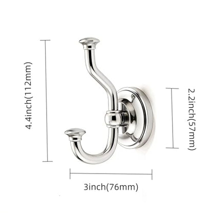 1 Pack 4-1/2 Inch Zinc Alloy Polished Nickel Towel Hooks | Solid Metal | Wall Mount | Robe Hooks | Coat Hooks | For Bathroom, Shower, Bedroom, Entryway | Bathroom Hardware Accessories - color: Polished Nickel
