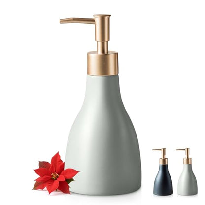 Refillable Gold Dispenser for Bathroom Countertop, Modern Dish Soap Dispenser Bottle for Kitchen Soap Pump Lotion, Ceramic Hand Soap Dispenser with Gold Pump (Khaki) - color: Khaki
