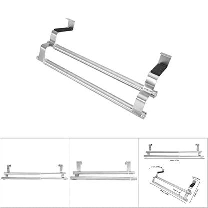 Retractable Towel Rack for Bathroom, Wall Mounted or Over The Door Adjustable Towel Bar, Stainless Steel Towel Holder for Kitchen, Space Saving Organizer for Towels and Robes