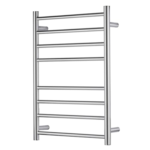 Electric Heated Towel Warmer - Wall Mounted Bathroom Towel Rack, Plug-in Design & Brushed Stainless Steel Finish 8 Bar (Polished) - color: Polished With Single Press, size: 8 Bar