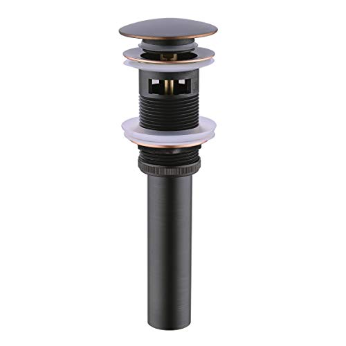 BESTILL Bathroom Sink Drain Stopper, Push Pop Up Drain with Overflow, Oil Rubbed Bronze - color: Oil Rubbed Bronze, style: with Overflow