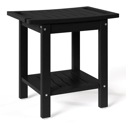 Sage HDPE Poly Plastic Waterproof Bathroom Shower Bench, Black - color: Black