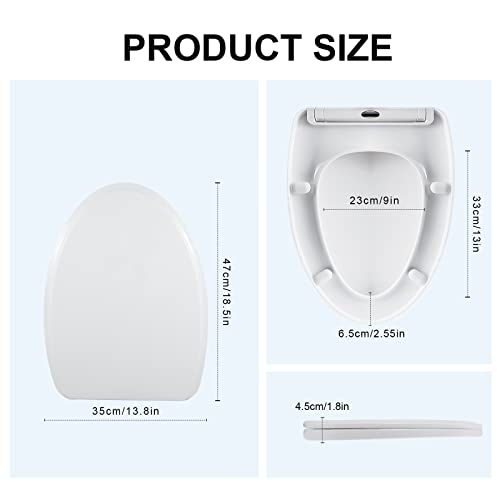 YNR Toilet Seat with Slow Close Hinges, Standard Elongated Toilet Seat with Non-slip Seat Bumpers, Easy to Install & Clean, Heavy Duty PP Material, Fits All Toilet Brands (Y7) - color: Y7