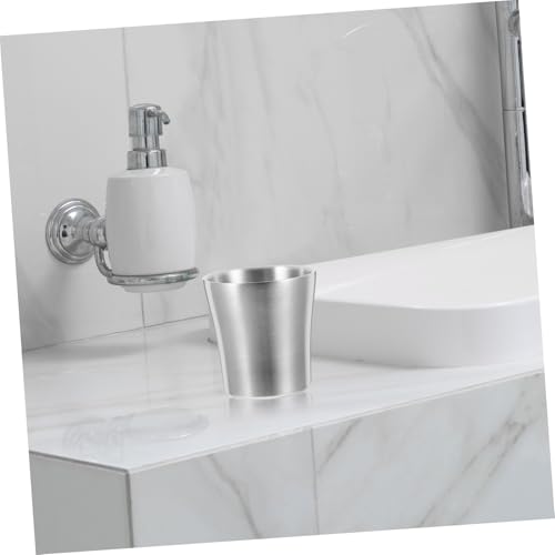 Holibanna Stainless Steel Water Cup Slim Waist Design for Travel and Bathroom Use Versatile Mouth Rinse and Toothbrush Holder Lightweight Metal Tumbler with Ergonomic Grip