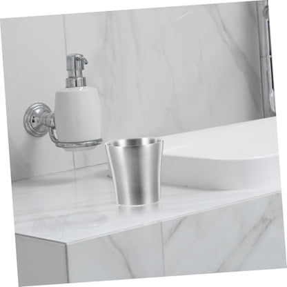 Holibanna Stainless Steel Water Cup Slim Waist Design for Travel and Bathroom Use Versatile Mouth Rinse and Toothbrush Holder Lightweight Metal Tumbler with Ergonomic Grip