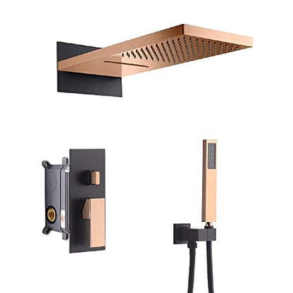 Cascada 9”x22” Contemporary shower system (Wall Mounted) with Single Handle Valve & 3 function (Rainfall, Waterfall & Hand Shower) (Oil Rubbed Bronze) - color: Oil Rubbed Bronze