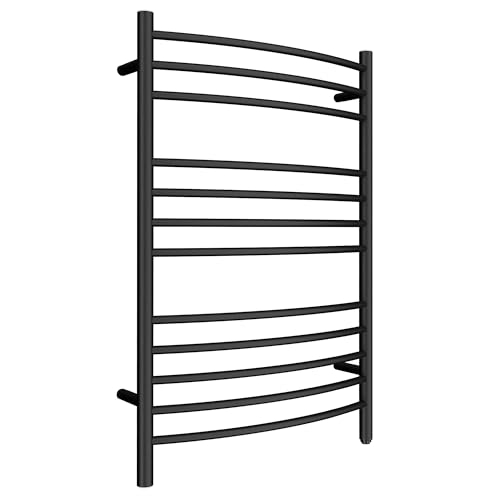 HEATGENE 12-Bar Towel Warmer, Heated Towel Rack, 4-Support, Matte Black | 304 Stainless Steel 12-Bar Heated Towel Rack With Four Supports And Plug-In Or Hardwired Installation, Matte Black - color: 4-supports Matte Black