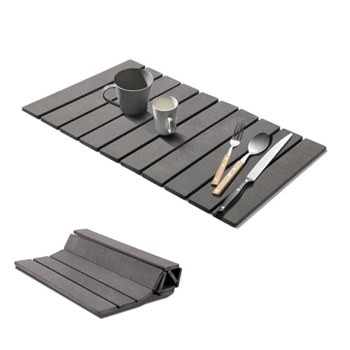 Drying Matt Kitchen Counter， Foldable Stone Quick Dish Drying Mat | Dark Gray, Large Size Stone Drying Mat for Kitchen Counter 23.6"×15.4"Dish Drying Mat