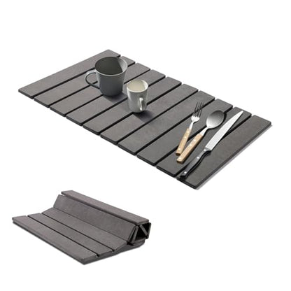 Drying Matt Kitchen Counter， Foldable Stone Quick Dish Drying Mat | Dark Gray, Large Size Stone Drying Mat for Kitchen Counter 23.6"×15.4"Dish Drying Mat