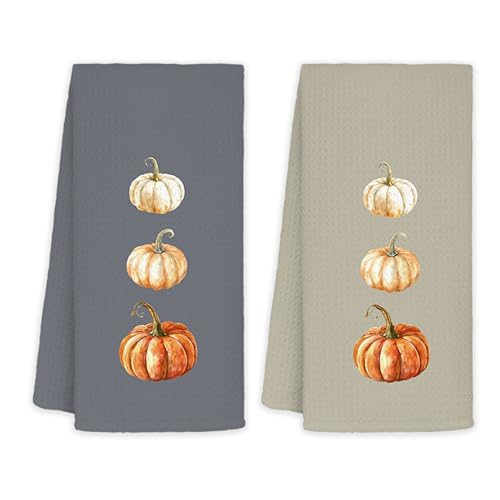 JINYO Minimalist Boho Pumpkin Kitchen Towels, Fall Hand Towels for Bathroom Kitchen Decor, Pumpkin Decorative Dish Tea Towels, 16x24 Inch Set of 2 - color: Minimalist Floral Towels-8
