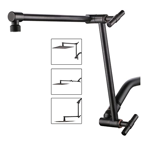 Oil Rubbed Bronze Shower Arm Extension - 13'' Height & Range Adjustable, Locking Nuts, Universal Connector for Rain & Handheld Showers - color: Oil Rubbed Bronze