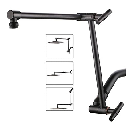 Oil Rubbed Bronze Shower Arm Extension - 13'' Height & Range Adjustable, Locking Nuts, Universal Connector for Rain & Handheld Showers - color: Oil Rubbed Bronze
